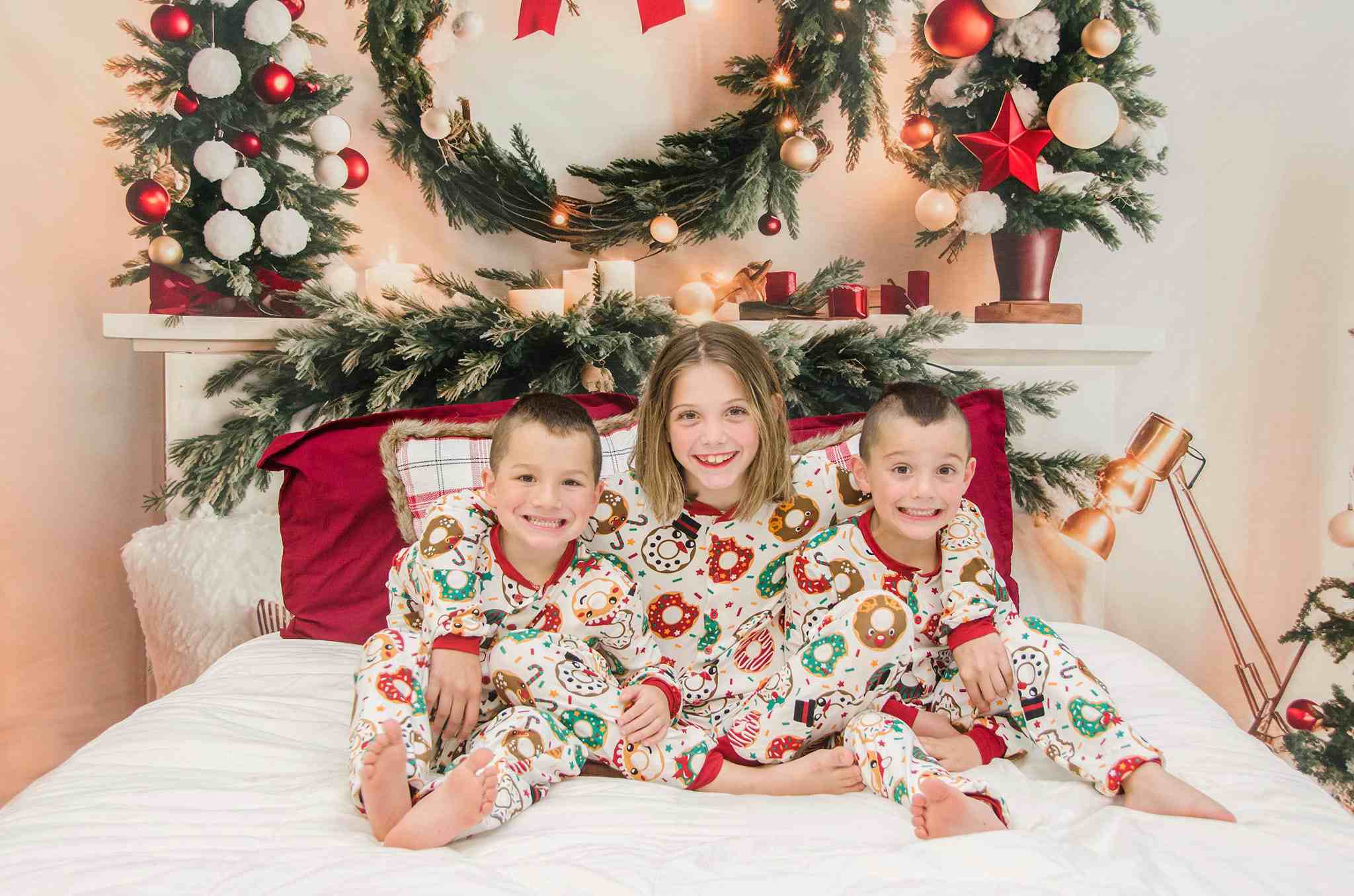 Kate Warm Christmas Backdrop Headboard Tree for Photography