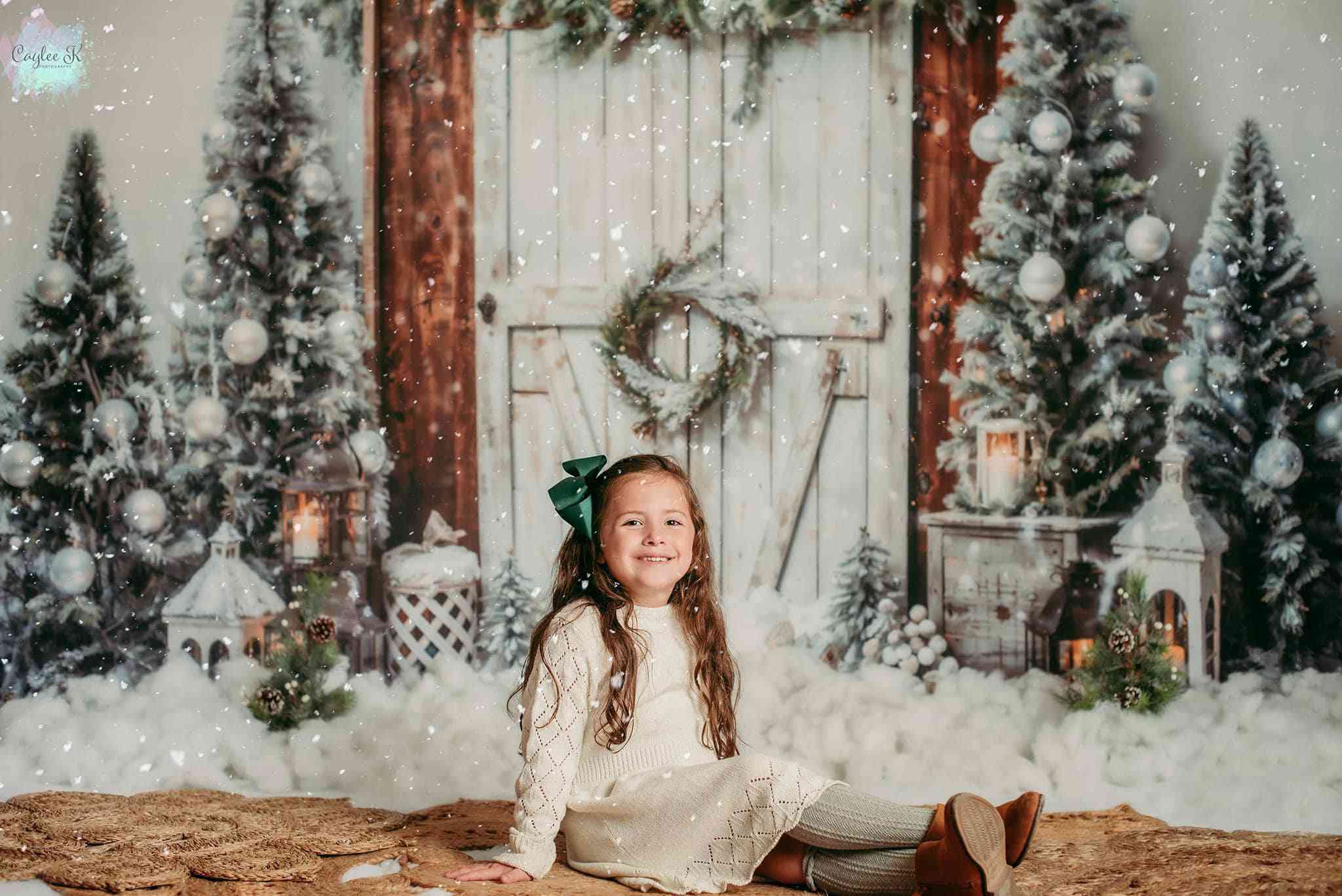 Kate Snow Christmas Tree Barn Door Backdrop Designed by Emetselch