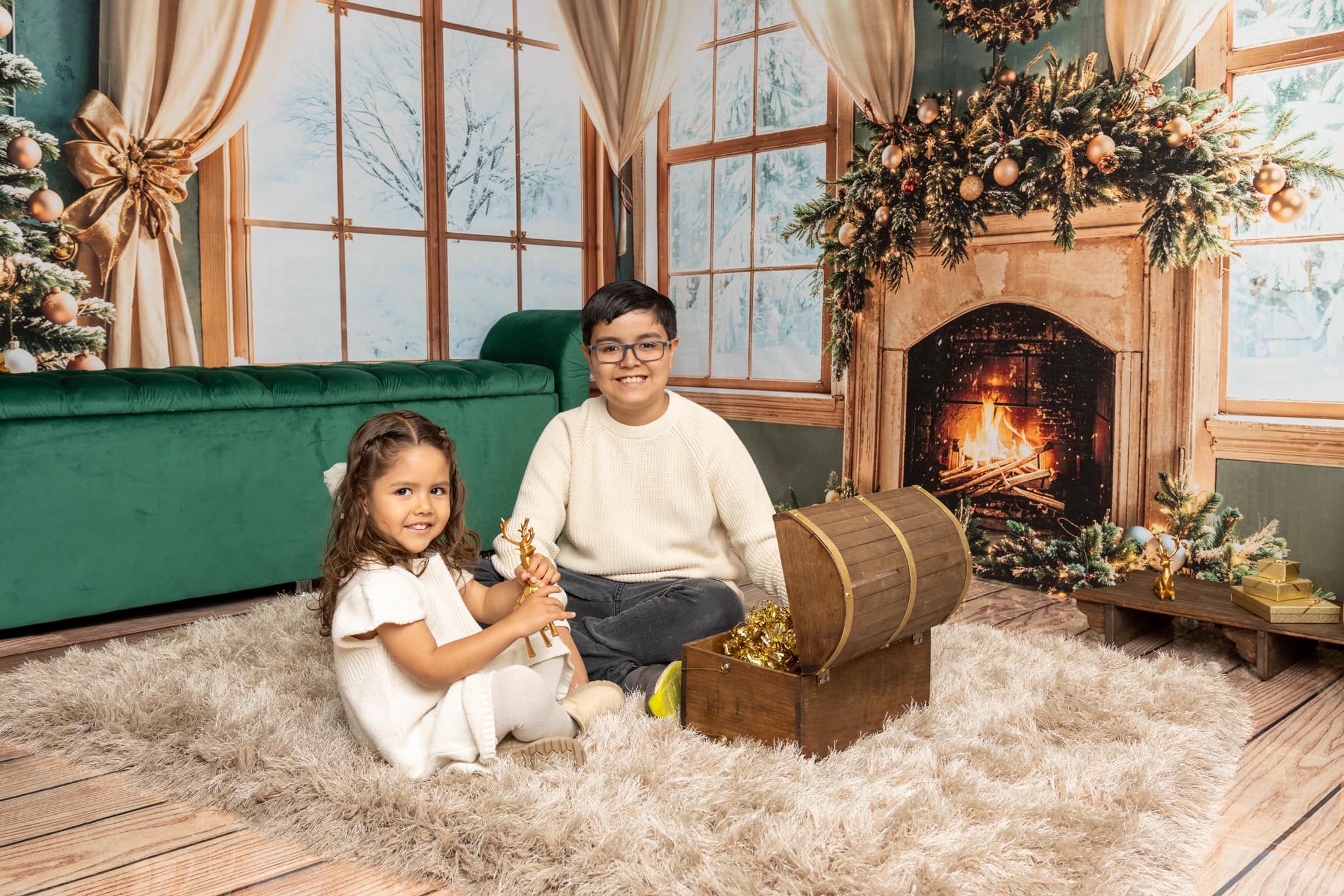 Kate Christmas Fireplace Gifts Window Room Set(8ftx8ft&10ftx8ft&8ftx10ft)