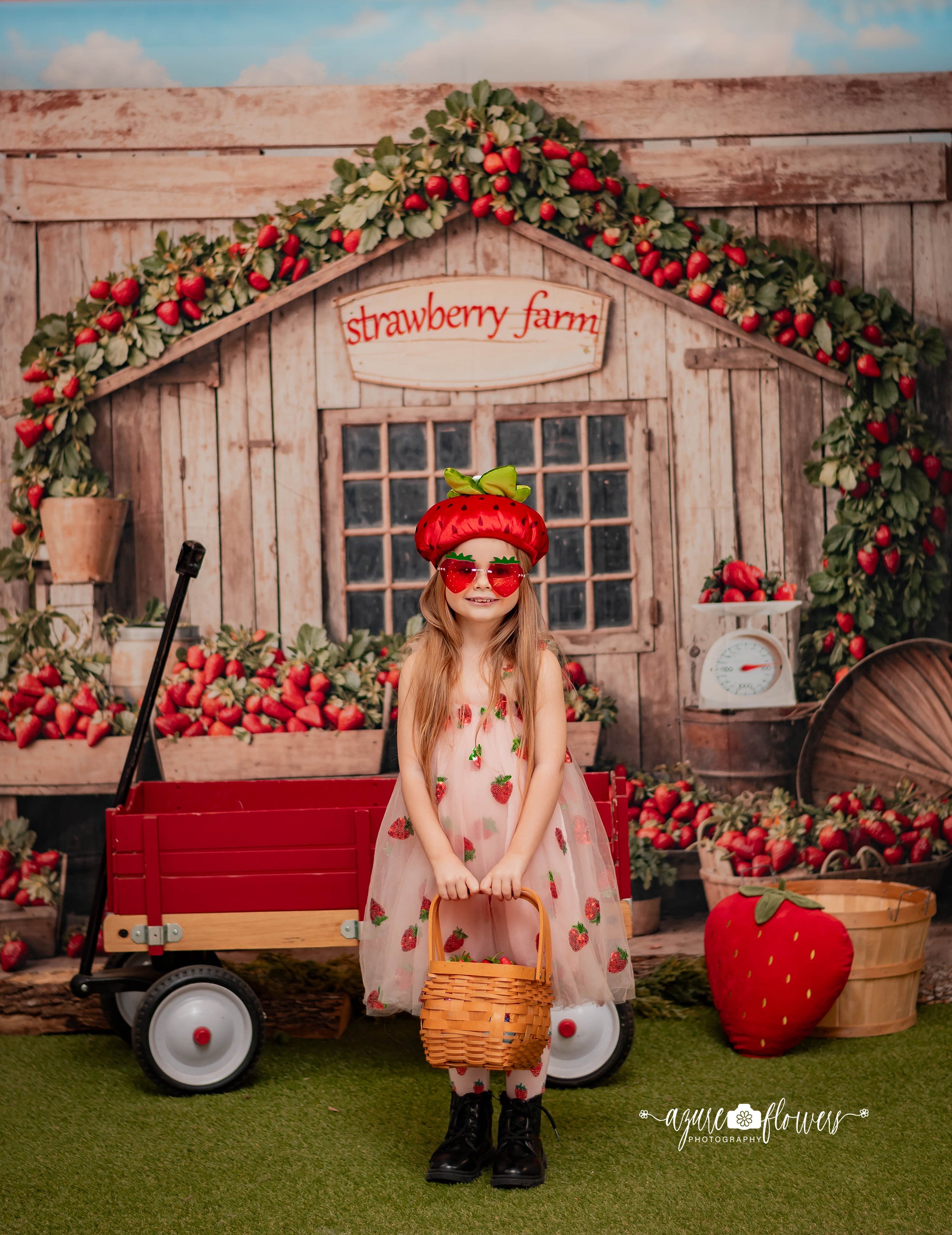 Kate Strawberry Farm Wooden House Backdrop Designed by Emetselch