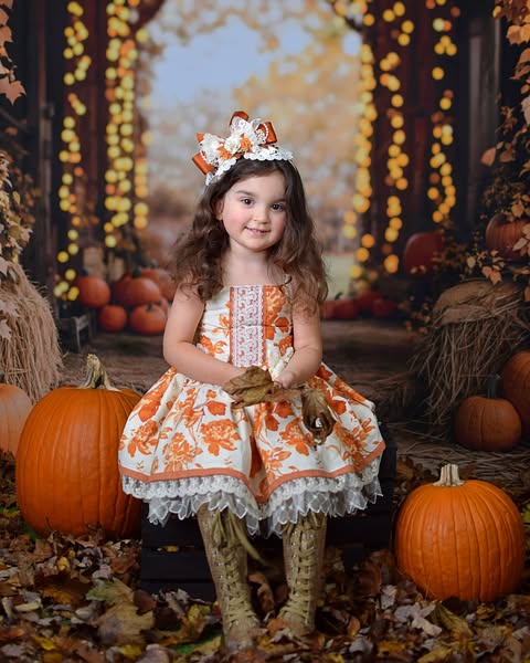 Kate Fall Maple Arch Pumpkins Barn Backdrop Designed by Emetselch