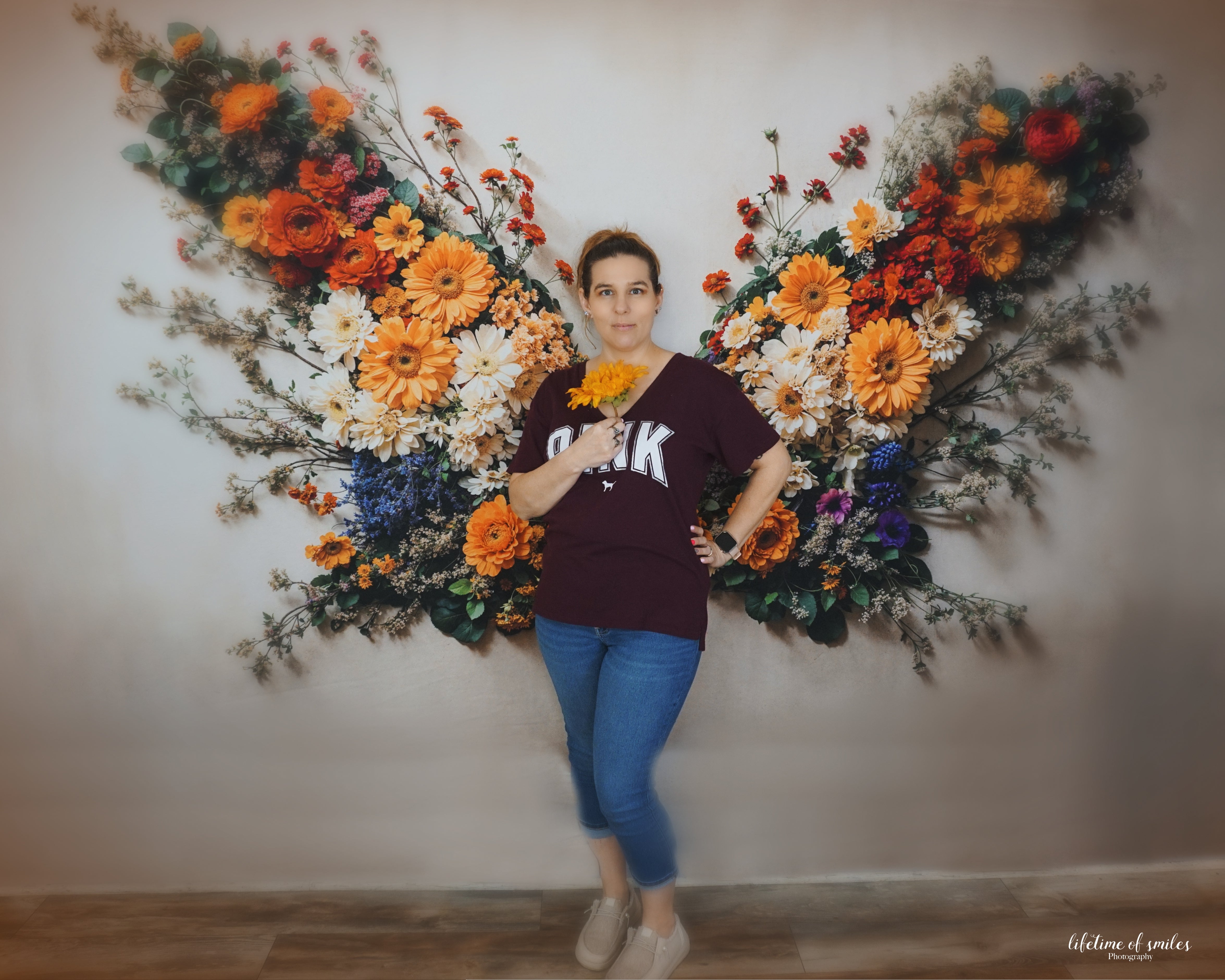 Kate Autumn Flowers Butterfly Baby Backdrop Designed by Chain Photography