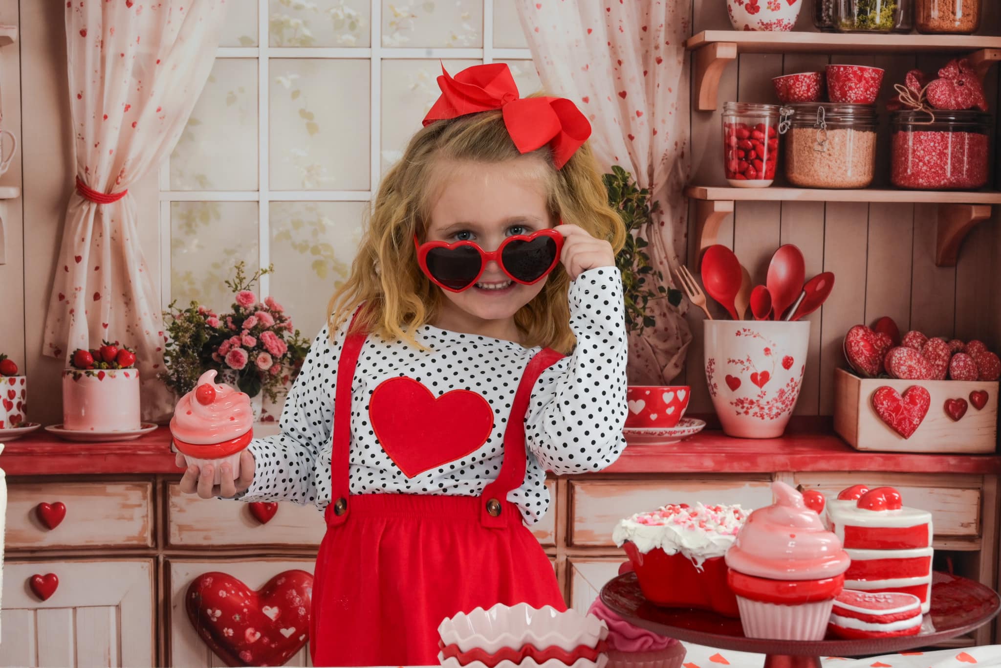 Kate Valentine's Day Kitchen Red Heart Cake Backdrop Designed by Emetselch