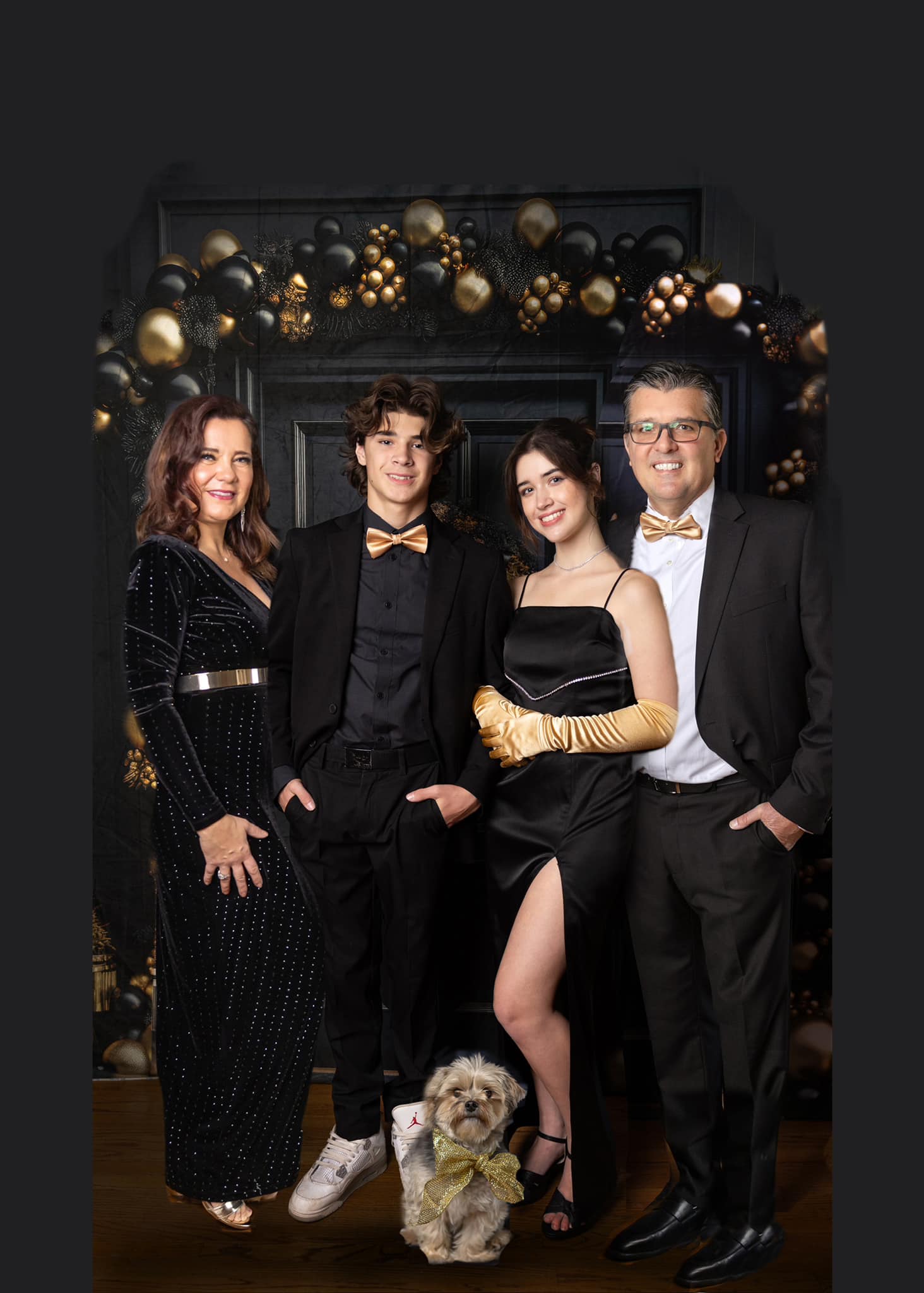 Kate Elegant Black and Gold Christmas Front Door Backdrop Designed by Mandy Ringe Photography