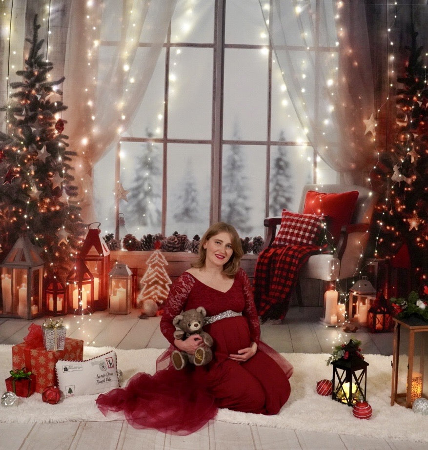 Kate Christmas Warm Room Window Tree Backdrop Designed by Emetselch