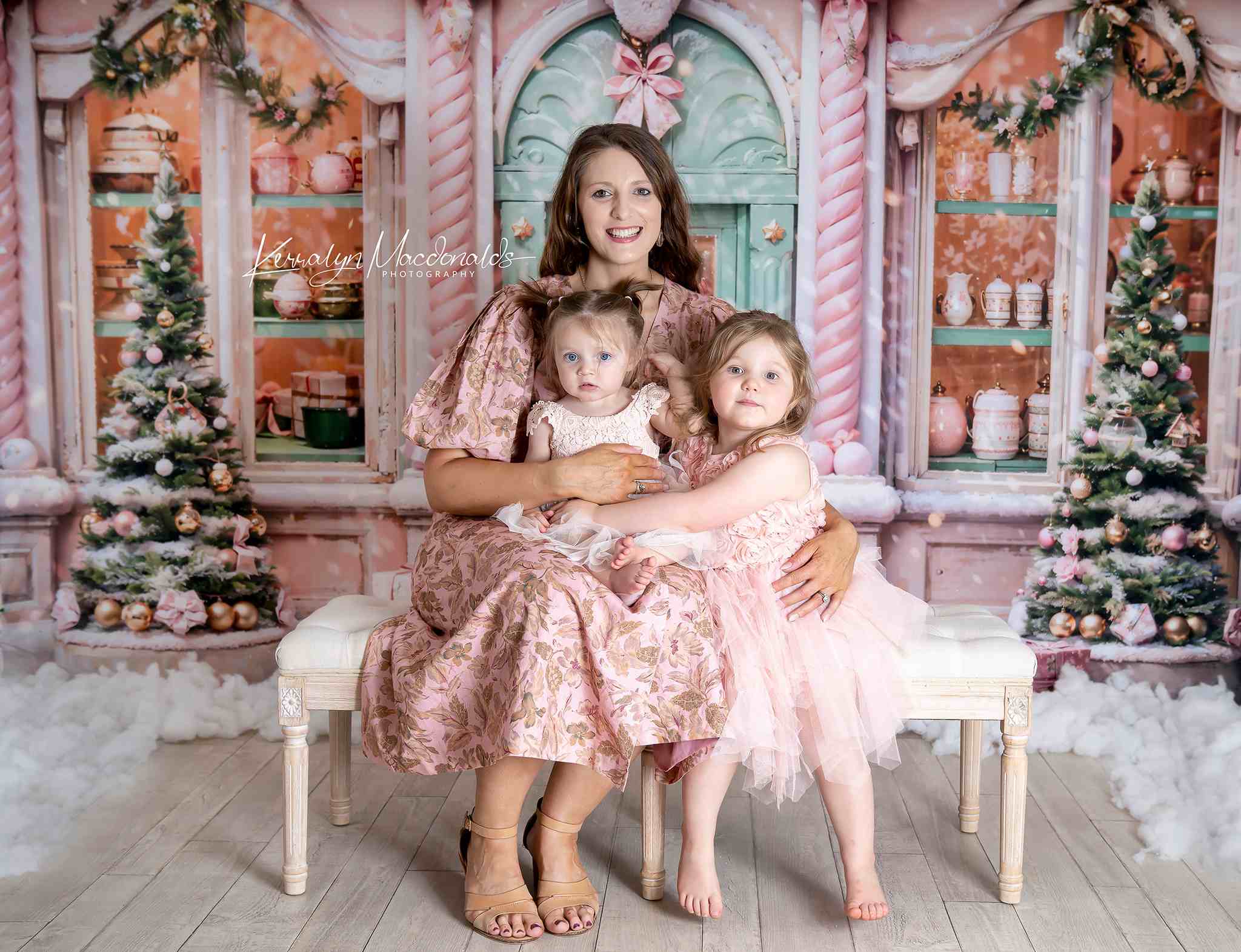 Kate Pink Snow Christmas Backdrop Designed by Chain Photography