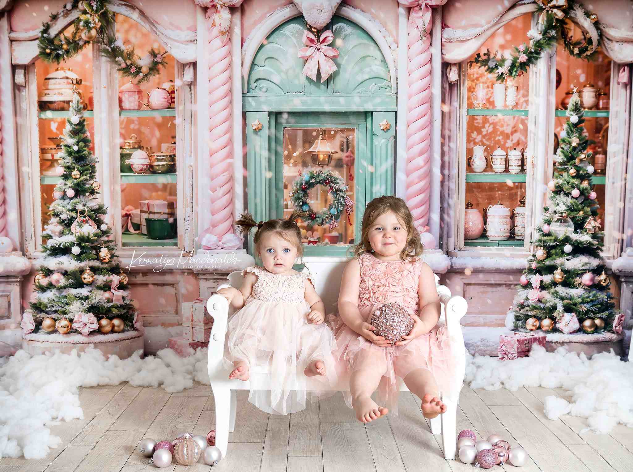 Kate Pink Snow Christmas Backdrop Designed by Chain Photography