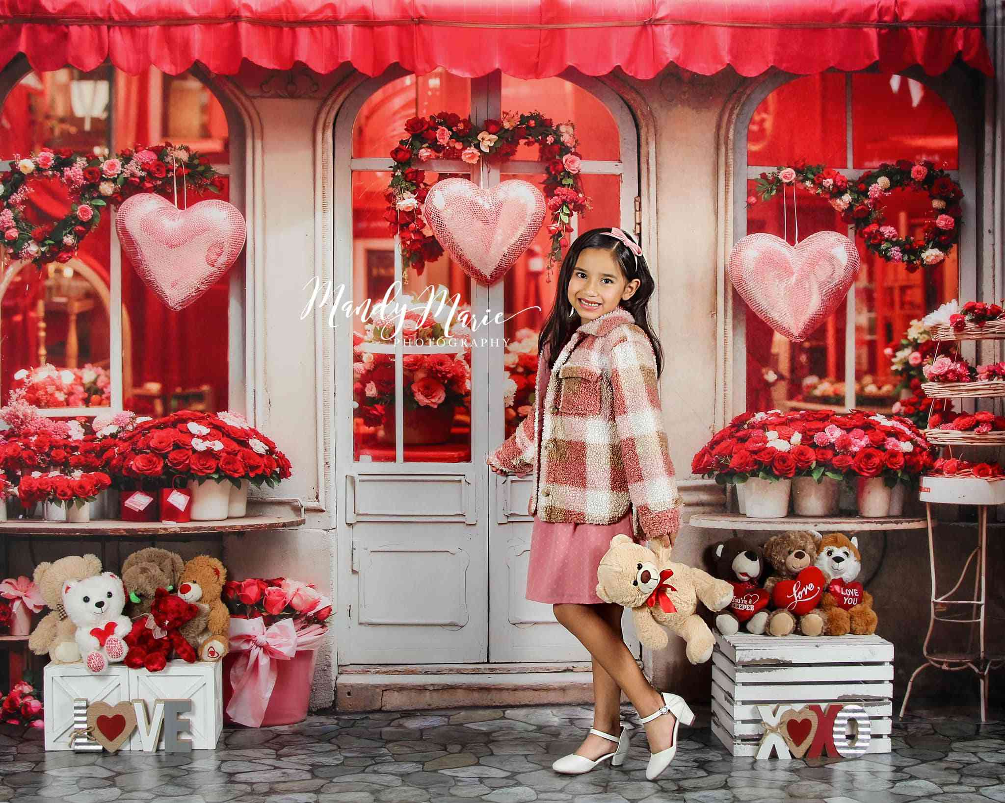 Kate Valentine's Day Red Rose Flower Shop Backdrop Designed by Chain Photography