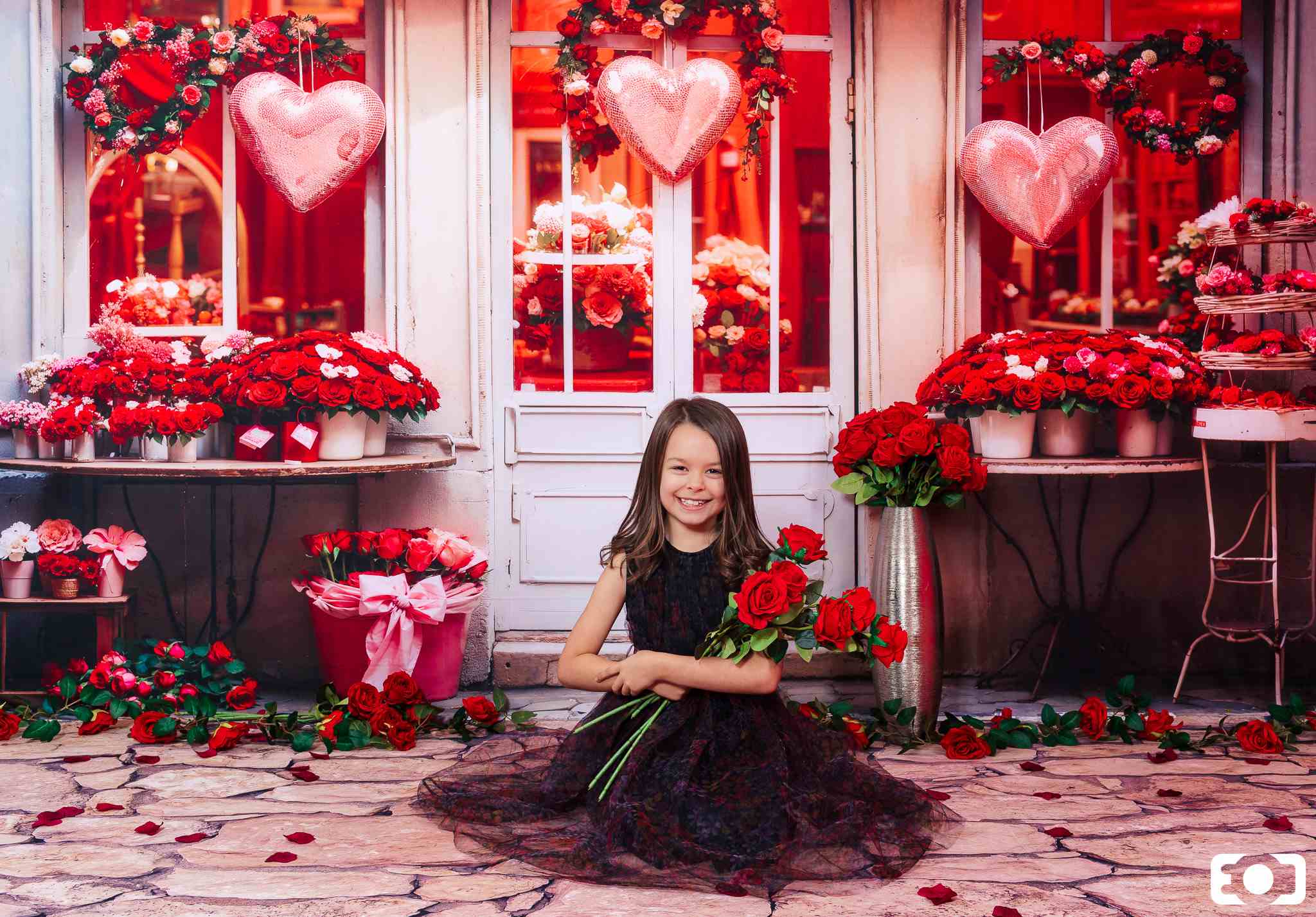 Kate Valentine's Day Red Rose Flower Shop Backdrop Designed by Chain Photography