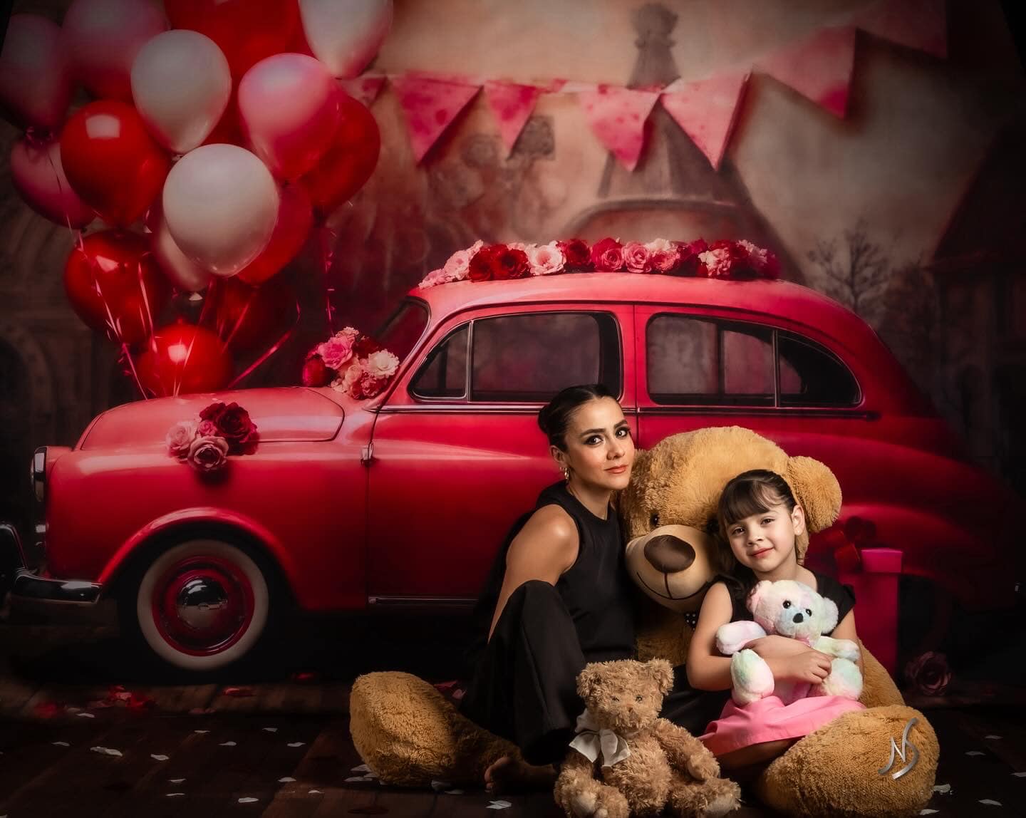 Kate Valentine's Day Pink Car Balloon Backdrop Designed by Emetselch