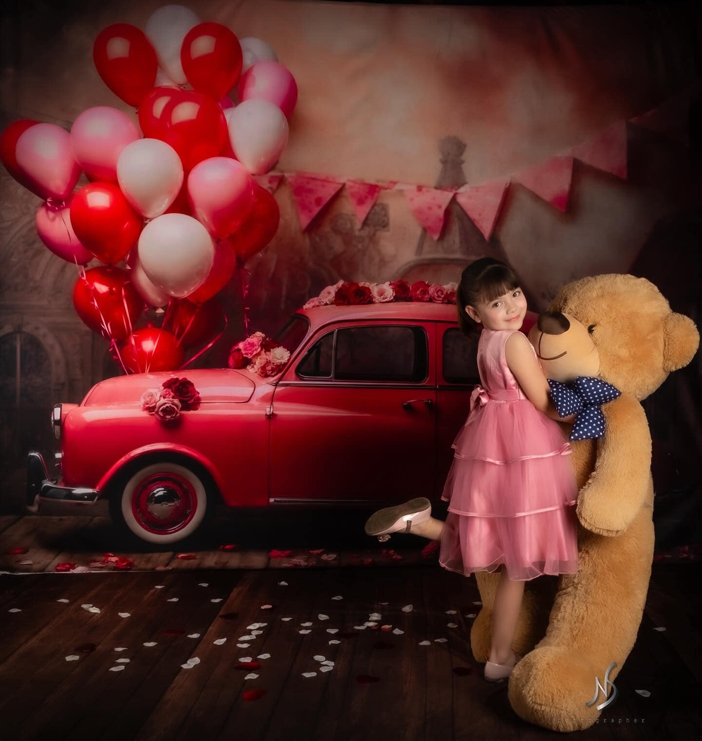 Kate Valentine's Day Pink Car Balloon Backdrop Designed by Emetselch