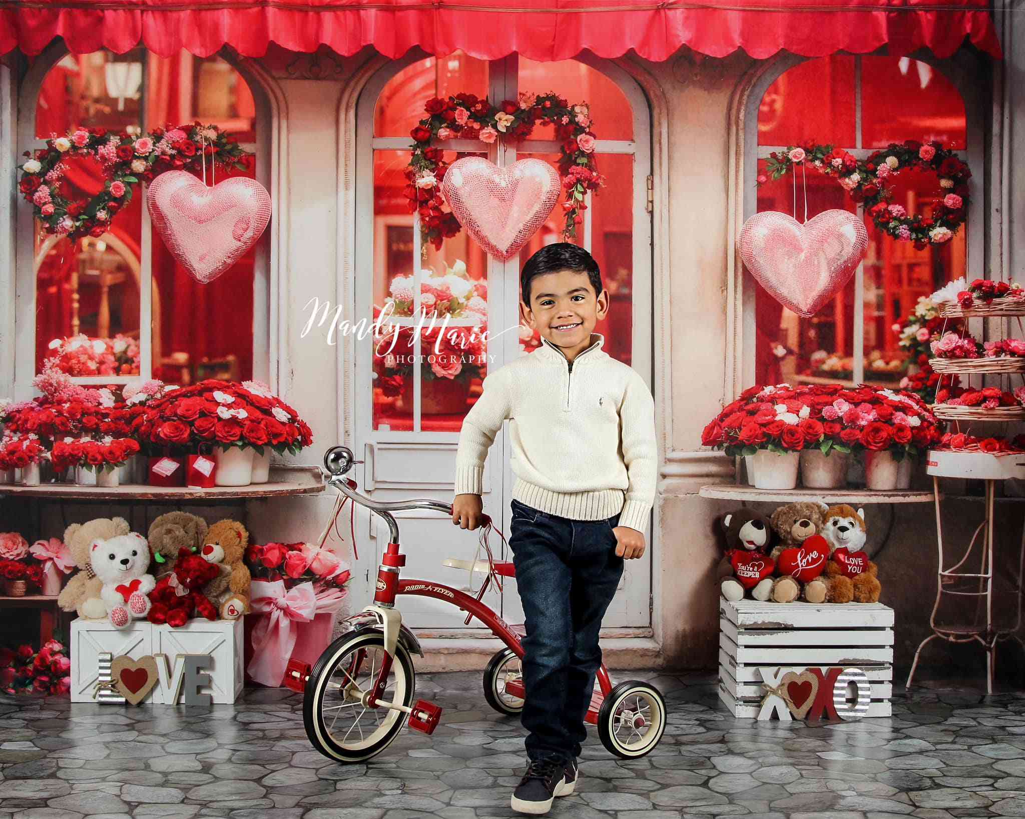 Kate Valentine's Day Red Rose Flower Shop Backdrop Designed by Chain Photography