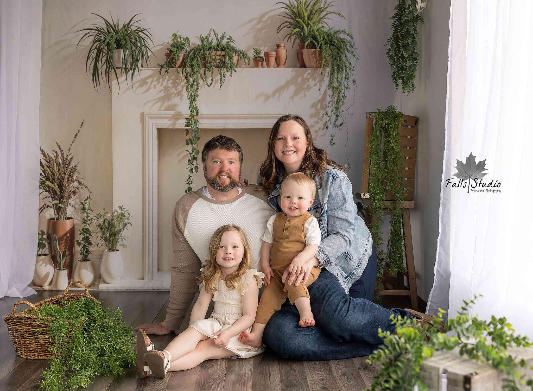 Kate Spring Simple Fireplace Potted Plant Backdrop Designed by Emetselch