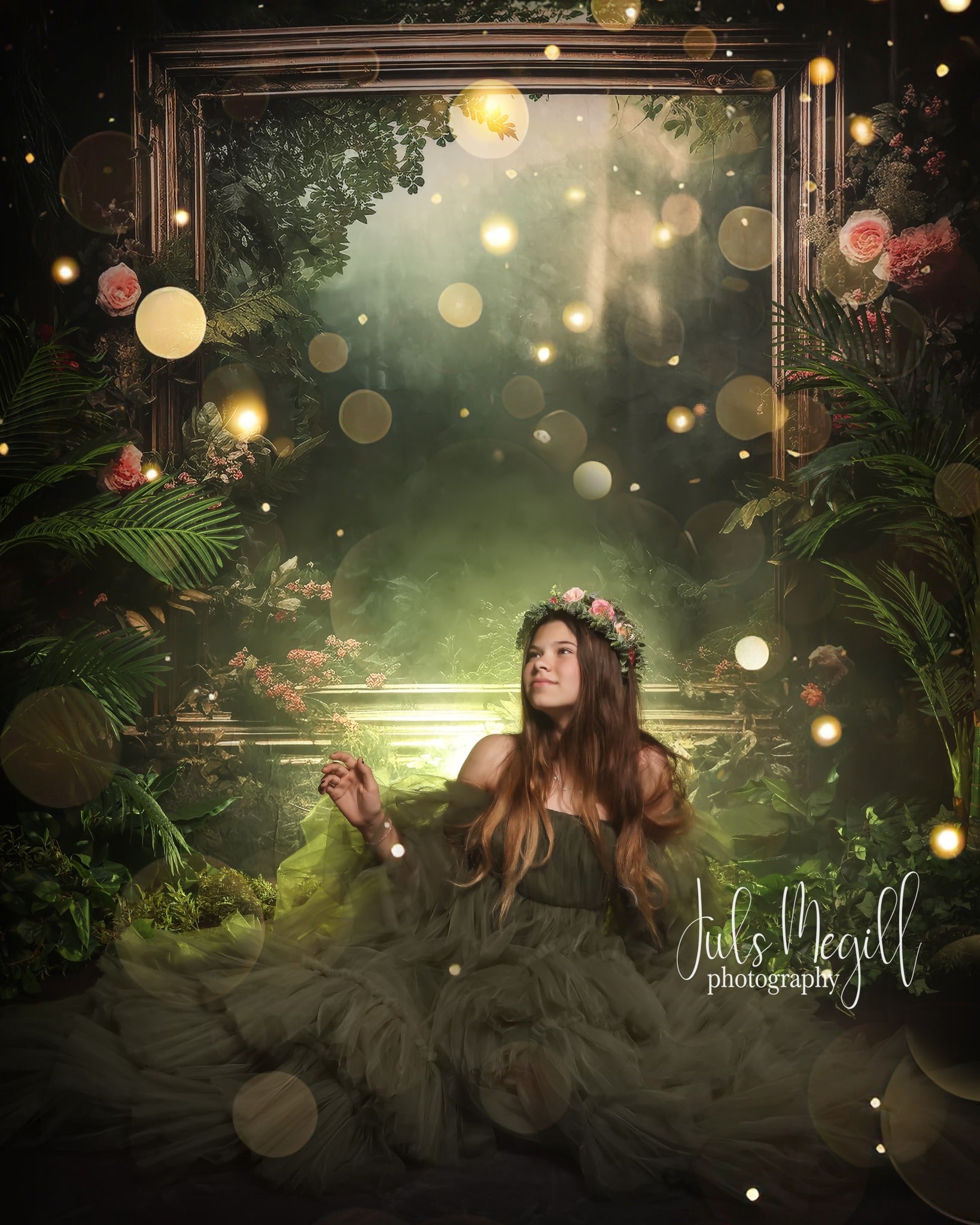 Kate Sweep Spring Green Forest Frame Backdrop Designed by Lidia Redekopp