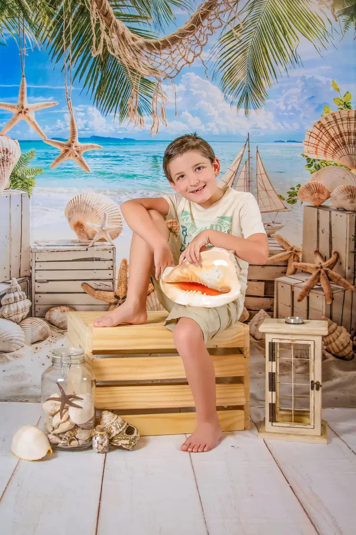 Kate Summer Beach Seashells Backdrop Designed by Emetselch