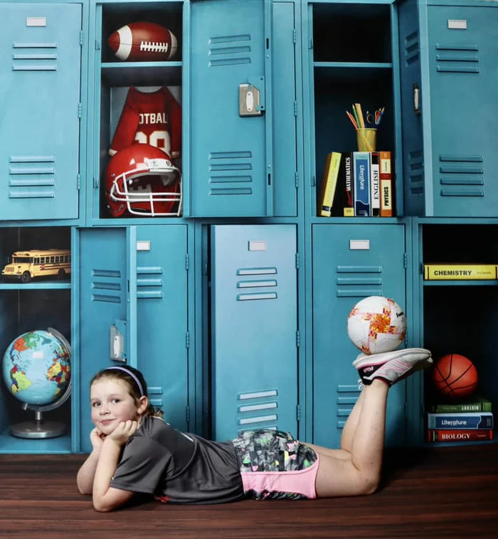 Kate Back to School Blue Locker Backdrop Designed by Emetselch