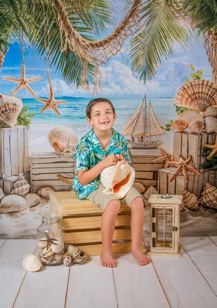 Kate Summer Beach Seashells Backdrop Designed by Emetselch