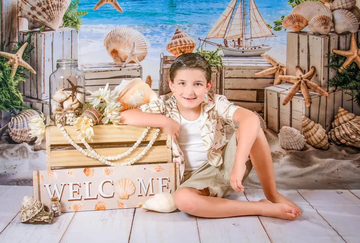 Kate Summer Beach Seashells Backdrop Designed by Emetselch