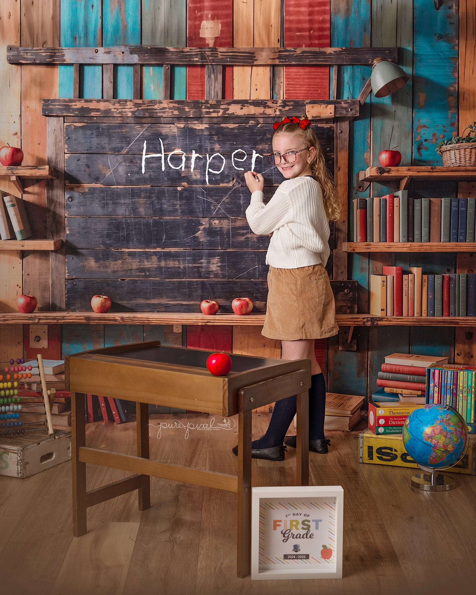 Kate Back to School Bookshelf Backdrop Designed by Emetselch