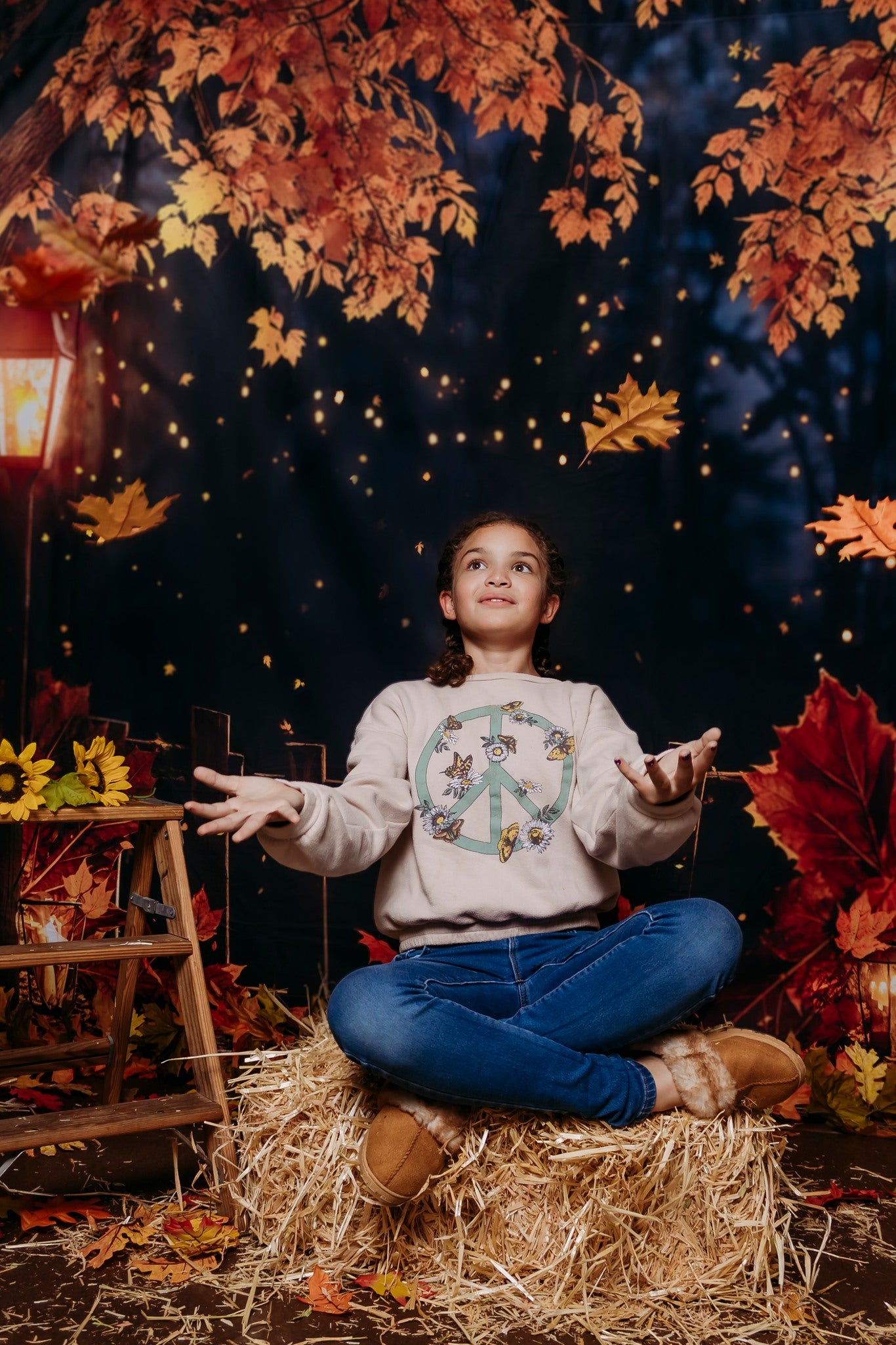 Kate Autumn Night Fallen Leaves Backdrop Designed by Chain Photography