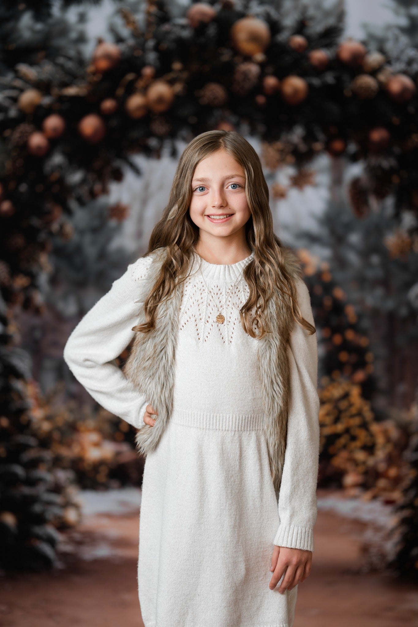 Kate Christmas Tree Archway Forest Backdrop+Winter Snowy Path Floor Backdrop