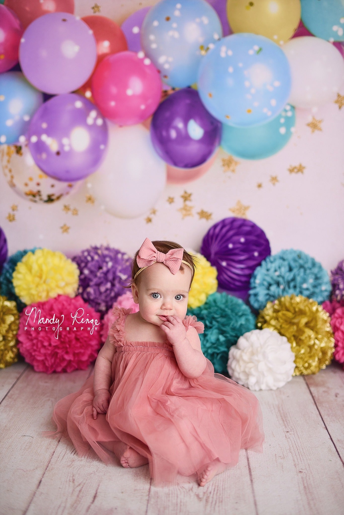 Kate Birthday Balloons and Stars Backdrop Designed By Mandy Ringe Photography