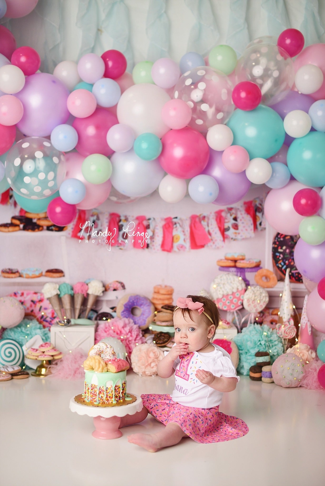 Kate Pink Donut Banners Children Backdrop