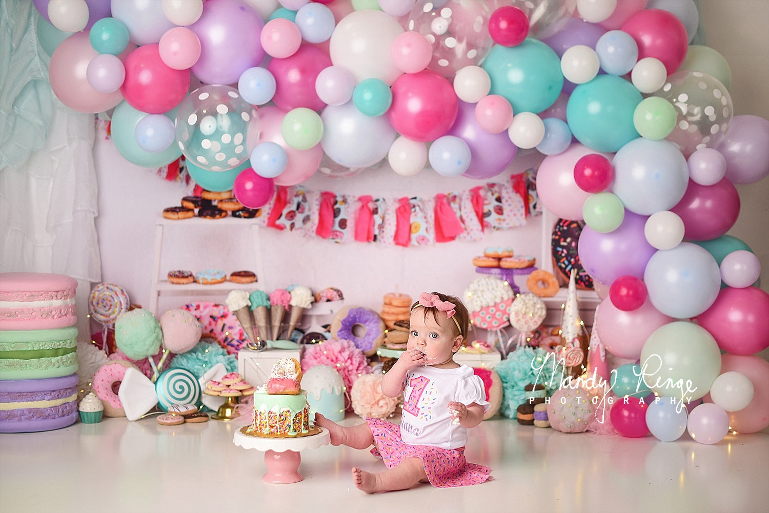 Kate Pink Donut Banners Children Backdrop