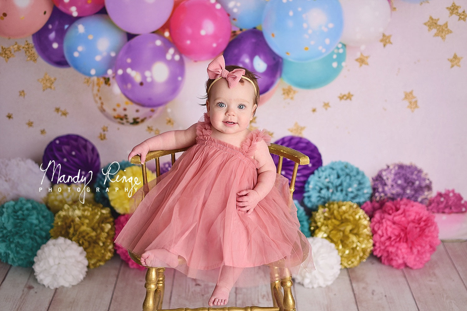 Kate Birthday Balloons and Stars Backdrop Designed By Mandy Ringe Photography