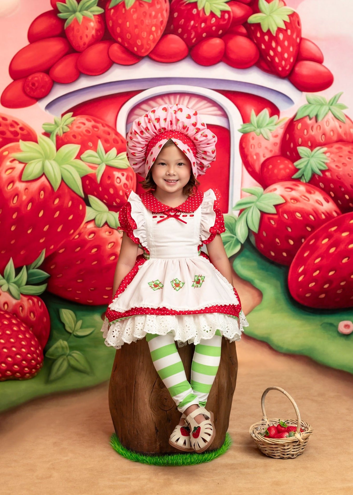 Kate Cartoon Spring Strawberry House Backdrop Designed by Lidia Redekopp