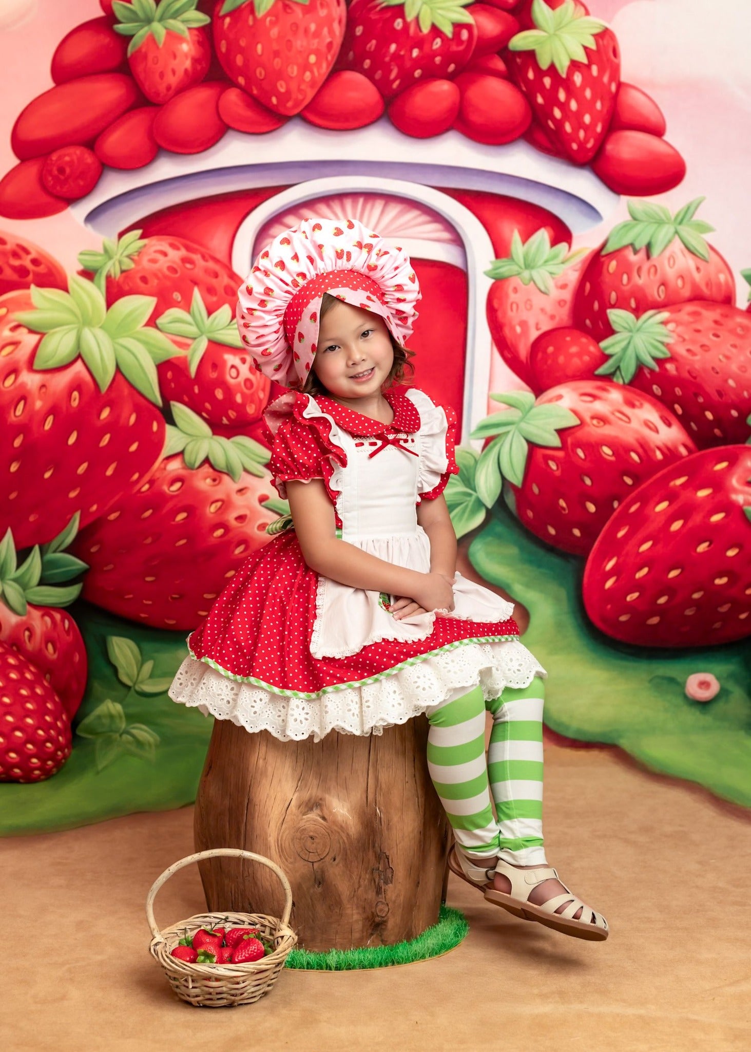 Kate Cartoon Spring Strawberry House Backdrop Designed by Lidia Redekopp