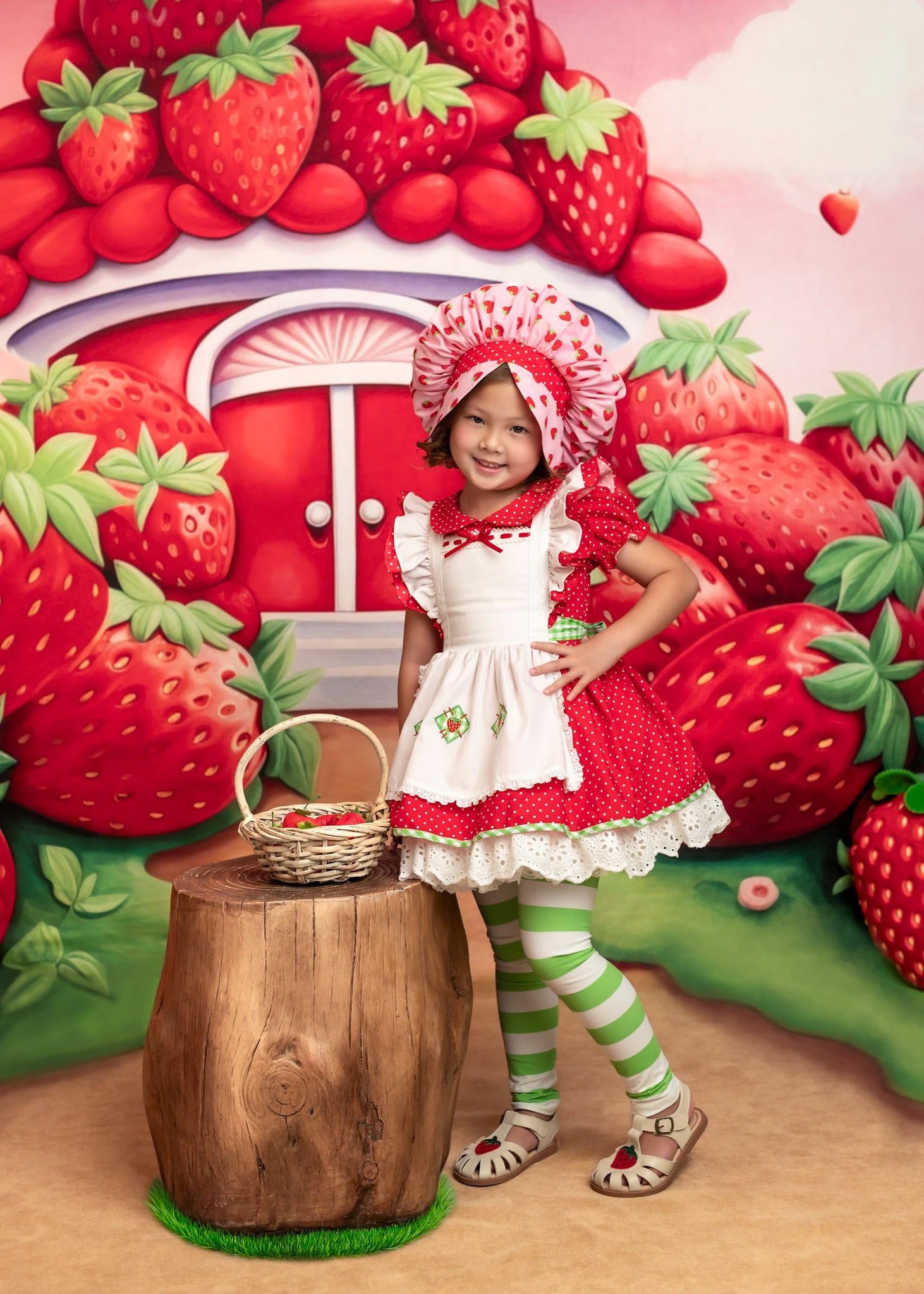 Kate Cartoon Spring Strawberry House Backdrop Designed by Lidia Redekopp