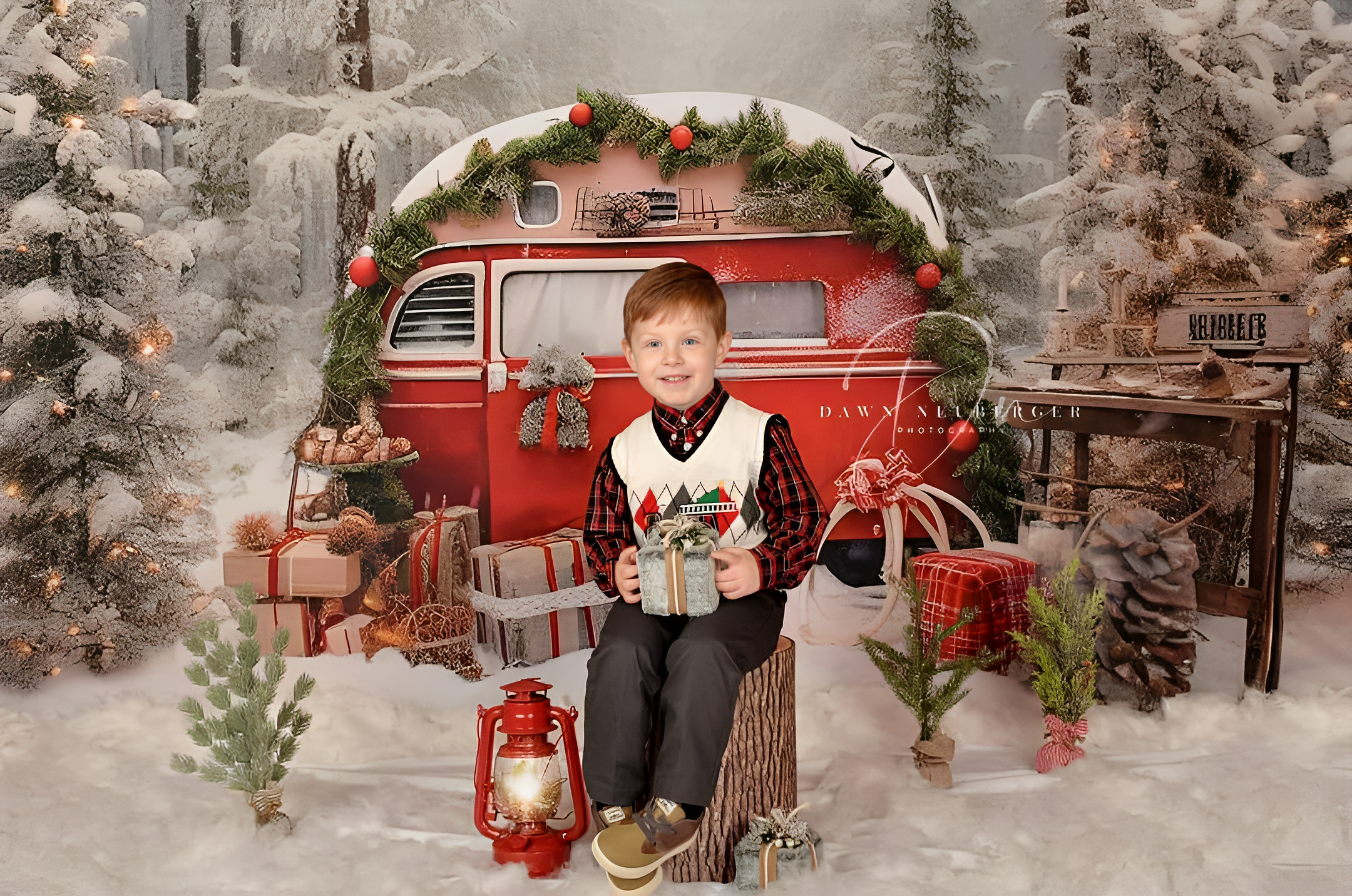 Kate Christmas Outdoor Snow Backdrop Forest for Photography