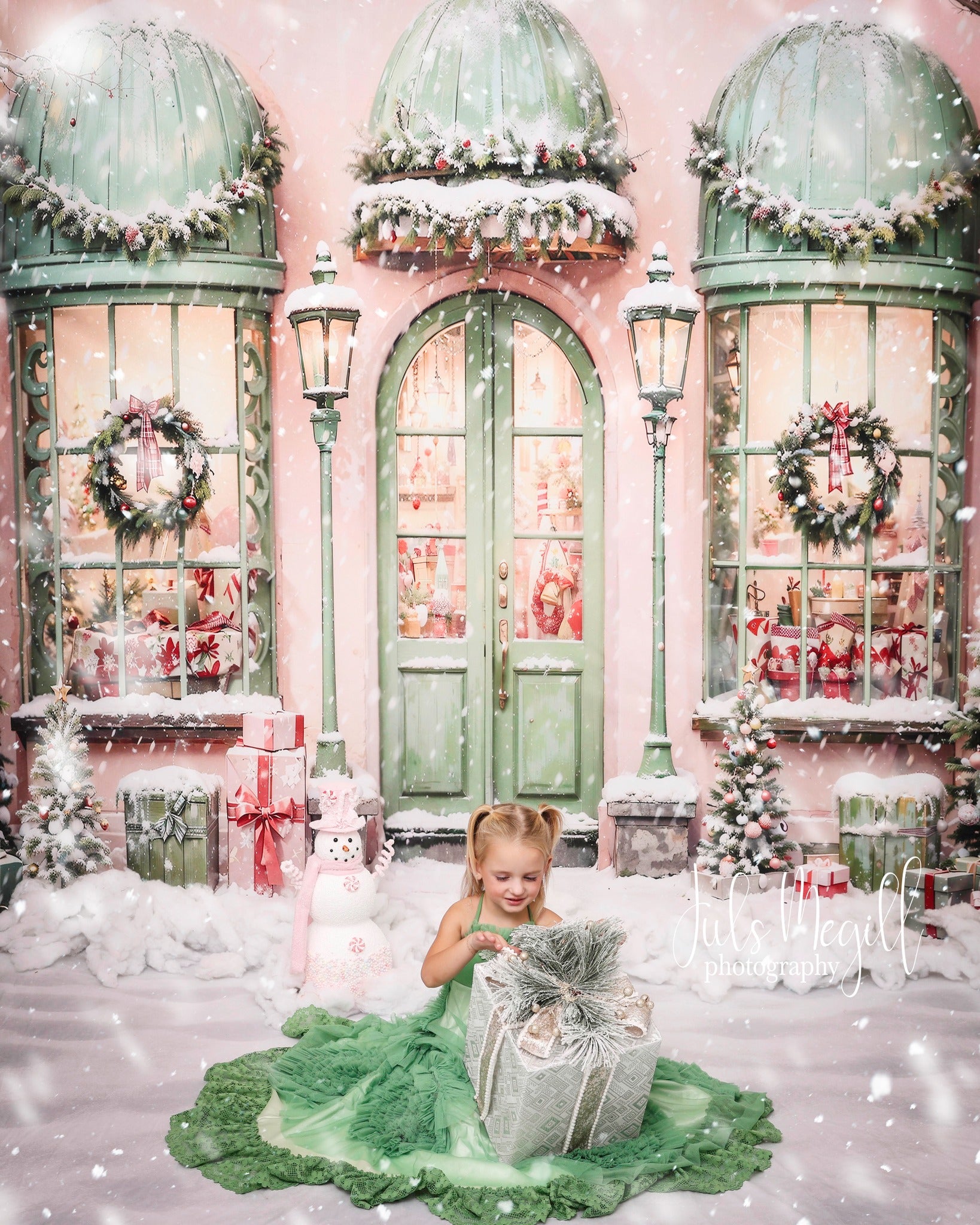 Kate Snow Christmas Tree Holiday Shop Backdrop Designed by Chain Photography