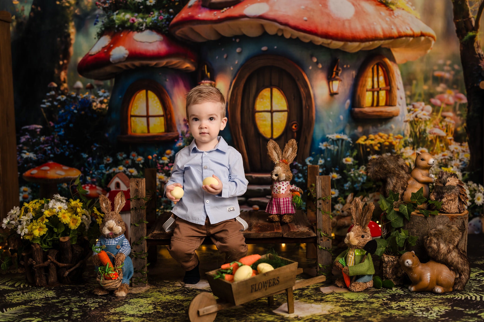 Kate Easter Fairy Mushroom House Forest Backdrop Designed by Emetselch