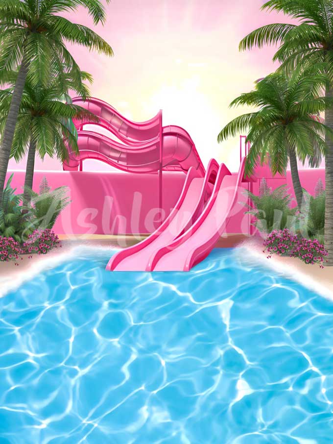 Kate Water Slide Pool Backdrop Designed by Ashley Paul