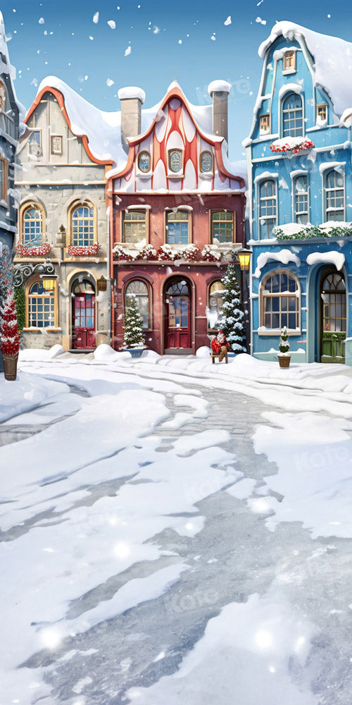 Kate Christmas Winter Snowy Town House Backdrop Designed by Emetselch