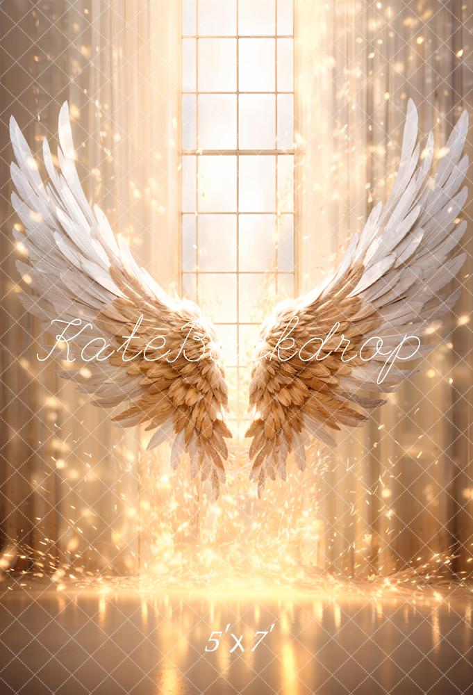 Kate Golden Feather Wings Window Backdrop Designed by Chain Photography