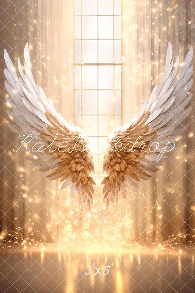 Kate Golden Feather Wings Window Backdrop Designed by Chain Photography