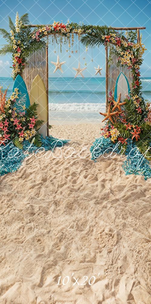 Kate Beach Party Backdrop Surfboard Starfish Arch Designed by Chain Photography