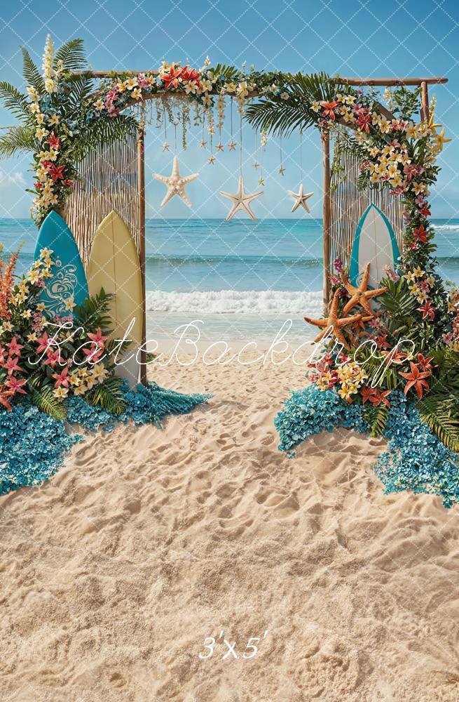 Kate Beach Party Backdrop Surfboard Starfish Arch Designed by Chain Photography