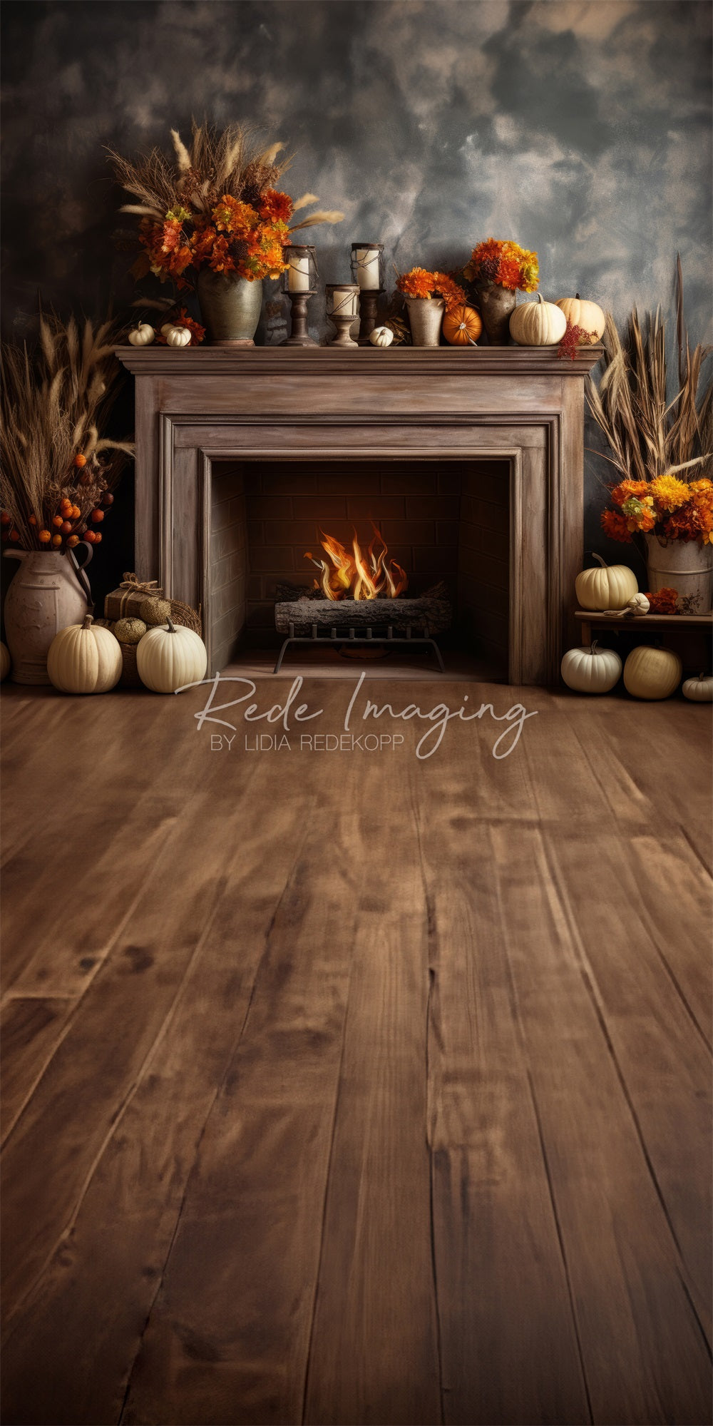 Kate Sweep Autumn Fireplace Backdrop