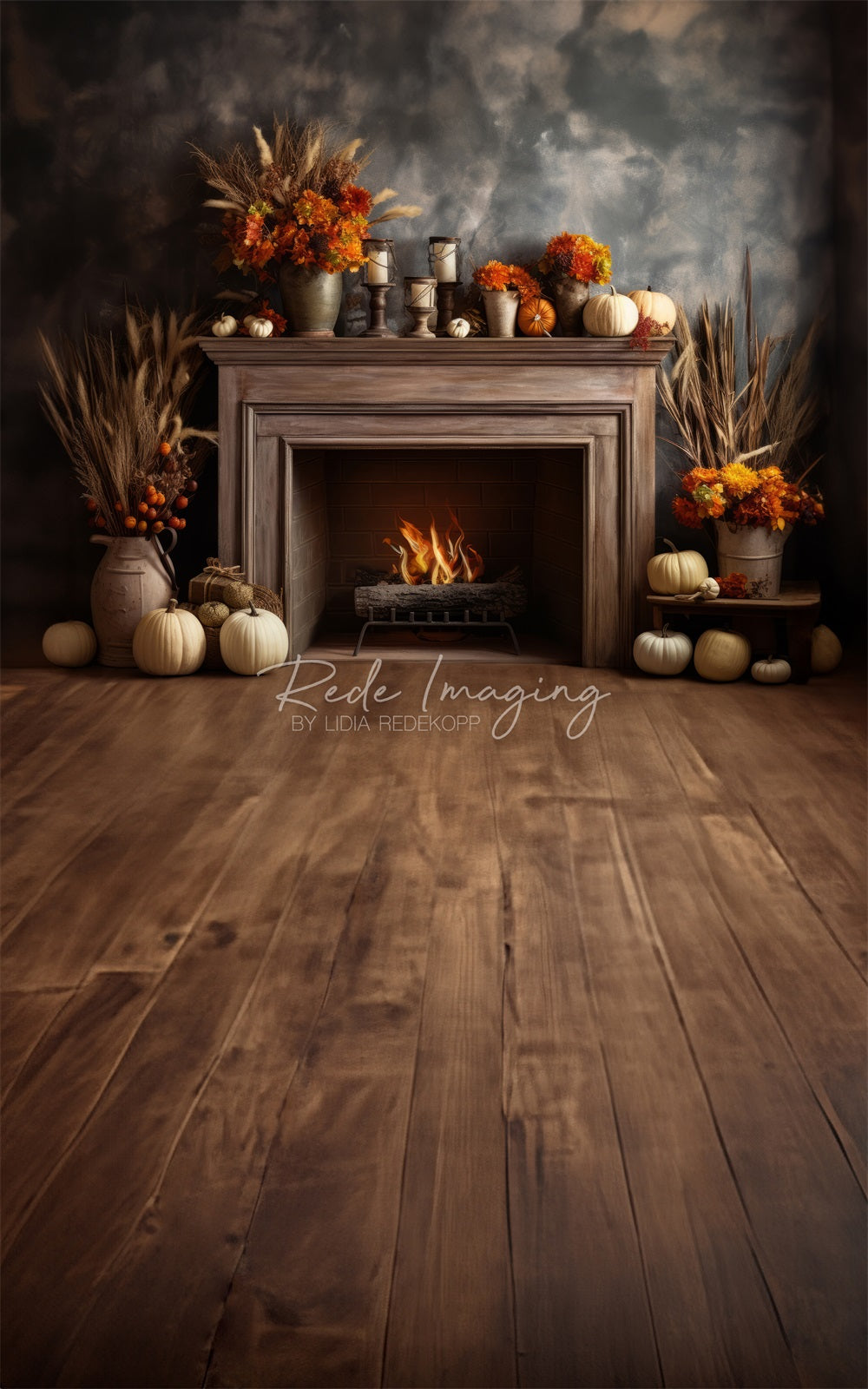 Kate Sweep Autumn Fireplace Backdrop