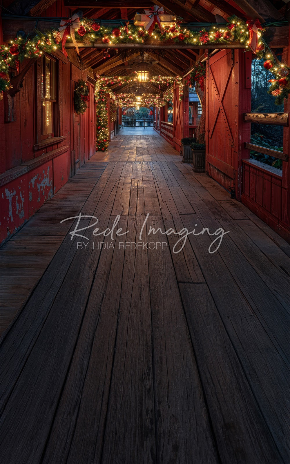 Kate Sweep Christmas Covered Bridge Backdrop Designed by Lidia Redekopp