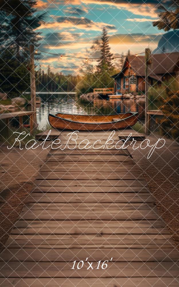 Kate Sweep Canoe Dock Lake Forest Cabin Backdrop Designed by Lidia Redekopp