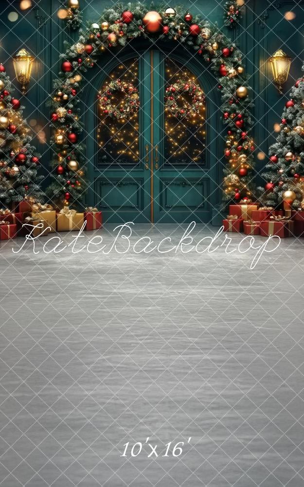 Kate Sweep Deep Emerald & Golden Christmas Tree Doors Backdrop Designed by Lidia Redekopp