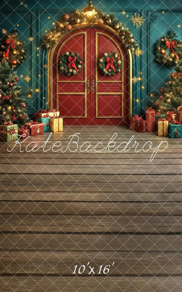 Kate Sweep Christmas Backdrop Red Door Wreath Designed by Lidia Redekopp