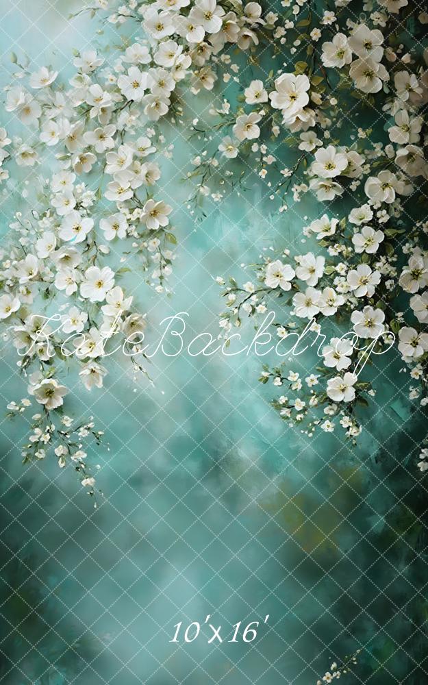 Kate Sweep Fine Art Floral Green Blossom Backdrop Designed by Emetselch