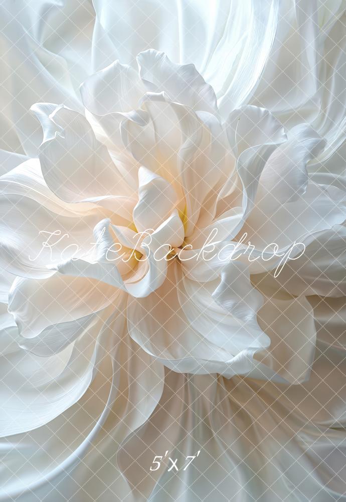 Kate White Flower Satin Backdrop Designed by Chain Photography