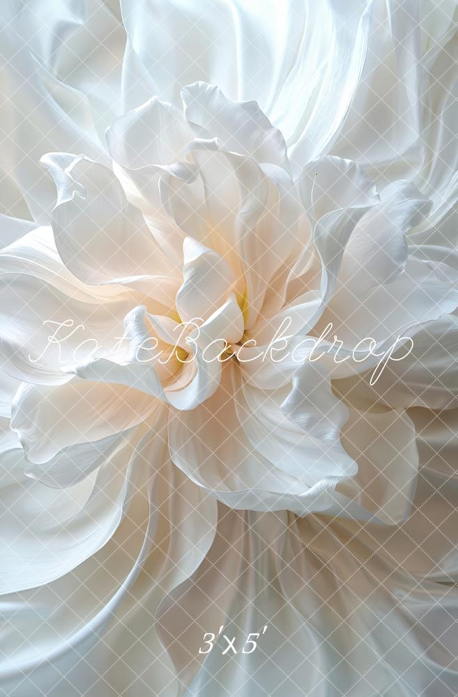 Kate White Flower Satin Backdrop Designed by Chain Photography